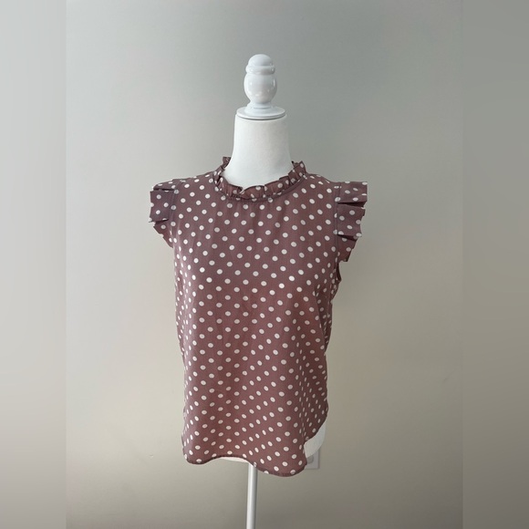 Monteau Los Angeles Short Sleeve Polka Dot Blouse - Picture 1 of 8